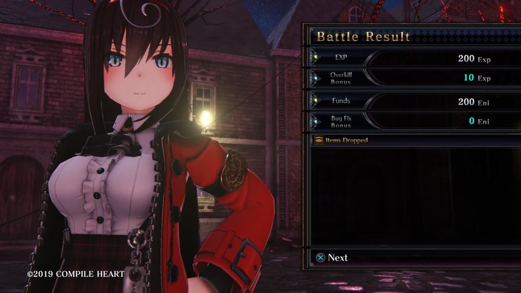 La schermata di vittoria di Death end re;Quest 2.